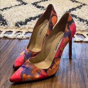 Manolo Blahnik Silk Covered Pumps